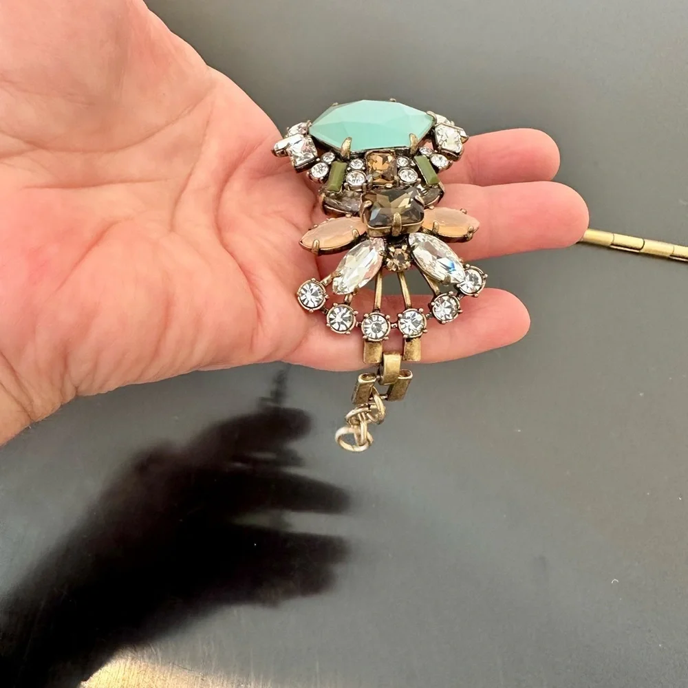 NWT Vintage RARE luxury J. Crew Art Deco Inspired Crystal Statement Bracelet - Picture 14 of 17